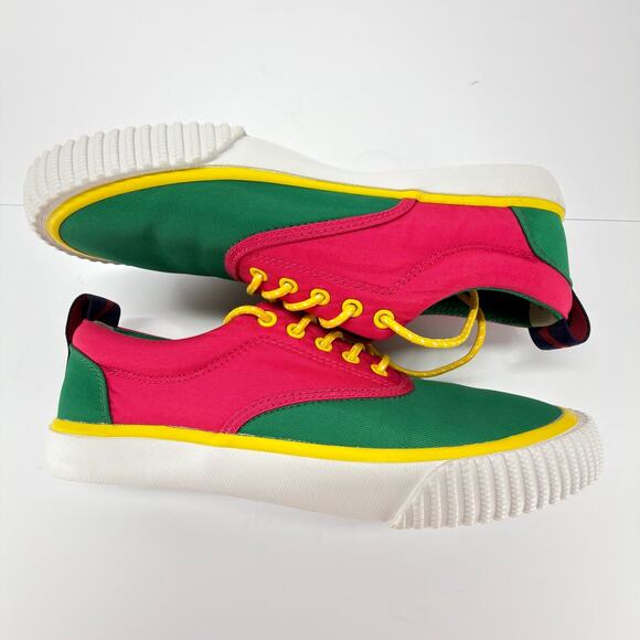 Sperry Rowing Blazers CVO Sneakers Mens 6.5 Green Red Yellow Lace Up Low Top - Picture 4 of 10